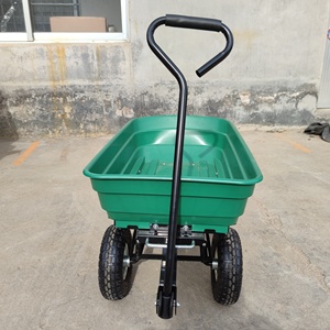 भारी शुल्क स्टील 4 पहिया लॉन यार्ड उपयोगिता व्हीलबैरो कार्ट वैगन गार्डन ट्रॉली - Product Image 2