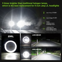 Phare LED rond diamanté 9 pouces 60W noir/chrome, projecteur LED, phare avant DOT RGB DRL, faisceau haut/bas pour Jeep