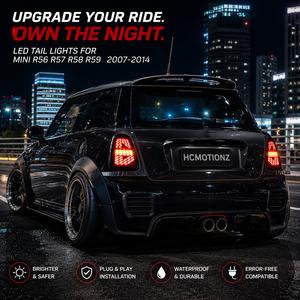 Feux arrière LED HCMOTIONZ pour Mini R56 R57 R58 R59 2007-2014, séquentiels, animation de démarrage, DRL, frein, double marche arrière et antibrouillard rouge/fumé - Product Image 2