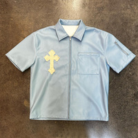 T-shirt décontracté pour homme à col rond et manches courtes, avec broderie personnalisée, fermeture éclair, coupe classique, anti-boulochage et respirant