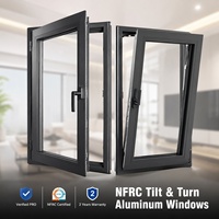 Ventanas Residenciales Modernas de Aluminio con Doble Acristalamiento y Rotura Térmica, Marco Estrecho Negro, Abatibles y Oscilobatientes, NFRC