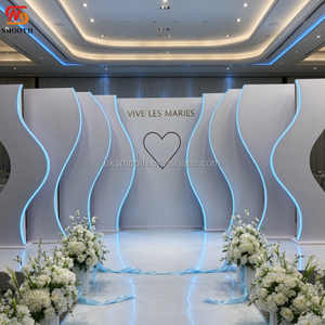 Soporte modular para telón de fondo de boda SMOOTH con luces LED en forma de S, tablero de PVC y panel acrílico para decoración y suministros de bodas - Product Image 2