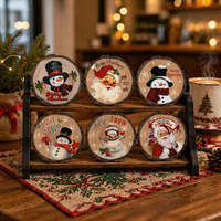 Sous-verres en céramique personnalisés de Noël en gros, avec base en liège, vierges pour sublimation, pour tasses et gobelets