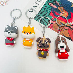 QY Dessin Animé Silicone Chien Porte-clés En Caoutchouc Souple PVC Chien Porte-clés Bouledogue Husky Labrador Sac Charme - Product Image 4