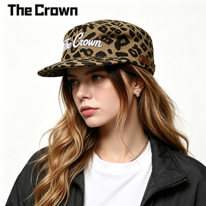 Casquette Cadet Personnalisée en Toile à Imprimé Léopard de Haute Qualité, Réglable, à Dessus Plat, avec Logo Brodé, Unisexe, Vente en Gros - Product Image 2