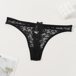 Ropa Interior de Encaje de Cintura Baja y Alta Elasticidad para Mujer, Diseño Floral, Tres Colores Disponibles, OEM ODM, <span class=keywords><strong>Tanga</strong></span> Sexy para Damas - Product Image 3