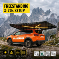 Auvent latéral de voiture à 270 degrés avec éclairage LED intégré, imperméable, autoportant, en toile Oxford pour le camping en plein air