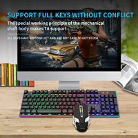 Combos Clavier et Souris Gaming Mécaniques Rechargeables USB Sans Fil RVB 104 Touches pour Ordinateur