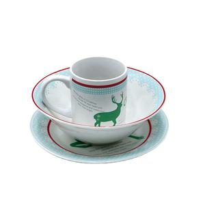 Juegos de vajilla de cerámica con impresión de logotipo personalizada, juegos de vajilla de cerámica pintados a mano de 3 piezas con tazas <span class=keywords><strong>y</strong></span> tazón, taza china barata - Product Image 1