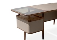 Bureau de luxe en cuir microfibre de style italien japonais haut de gamme Bureau à domicile Bureau de direction Bureau en noyer