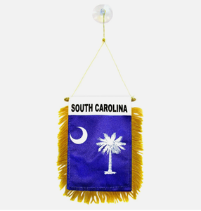 Bandera de South <span class=keywords><strong>Carolina</strong></span> para colgar en la ventana, mini banderas para coche, decoración para espejo retrovisor con ventosa y flecos dorados - Product Image 1