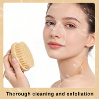 Brosse corporelle sèche en bois écologique, poils de cheval naturels et sisal, pour le bain et la douche, avec poignée antidérapante rainurée, exfoliation simple de la peau