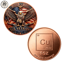 Pièce de collection de défi en cuivre pur .999 de 1 oz, motif Aigle des Vétérans Américains, en cuivre rouge fin, pour la vente en gros