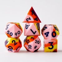 Ensemble de dés en silicone Sunset Flame à bords tranchants, 7 pièces, dés polyédriques pour jeux de rôle, Dungeons and Dragons, Pathfinder, RPG