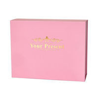 Boîte cadeau rigide rectangulaire rose avec logo estampé à chaud or, emballage haut de gamme pour bijoux, montres et lunettes