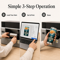 Imprimante UV rotative de bureau pour cylindres - Machine d'impression 360° pour bouteilles et gobelets avec vernis blanc CMYK pour le bricolage