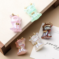 Breloques mignonnes en forme de faon pour enfants, imitation perle, résine et lucite, couleurs bonbon, breloques gommeuses dorées pour bijoux DIY, breloques plaquées or en gros