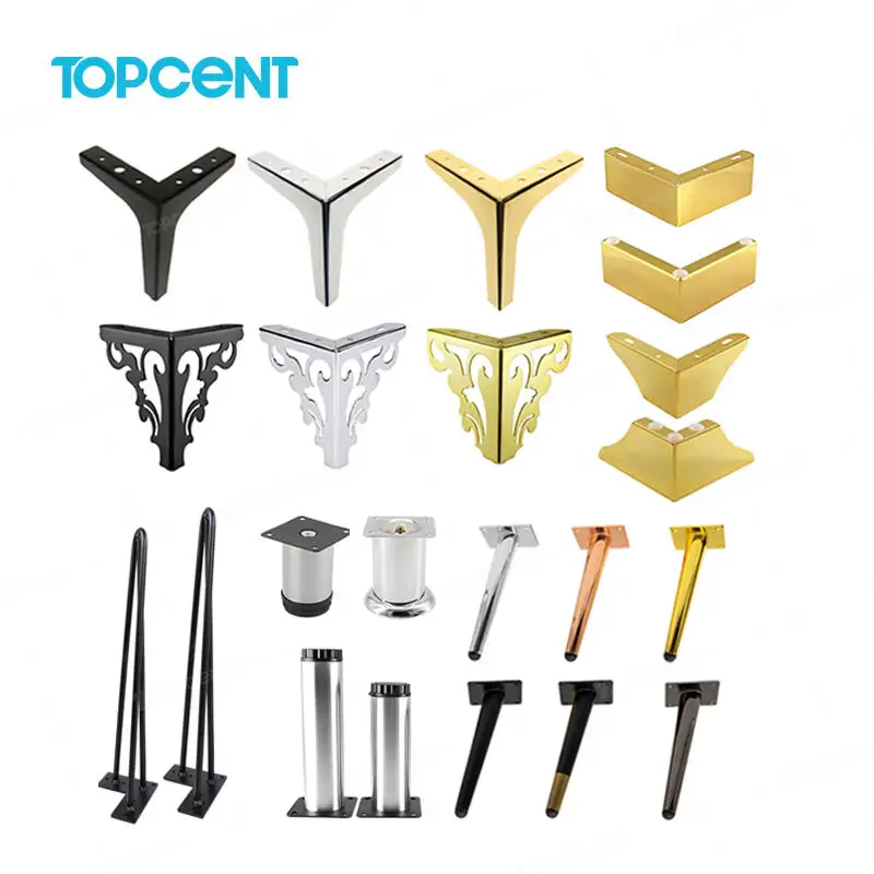 مصنع TOPCENT يستخدم على نطاق واسع أرجل طاولة معدنية ذهبية أرجل طاولة أريكة أثاث أرجل أثاث من الكروم أرجل كرسي أسود أرجل مشبك الشعر