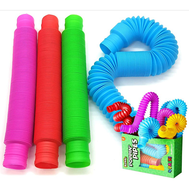 Colorful Plastic Expansion Pop Tube for Kids-Stress Release Decompression Sensory Toy for Girls & Boys (19-65cm)