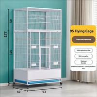 Cage à oiseaux multi-grilles sécurisée supérieure avec roulettes, plateau en plastique et cadre galvanisé pour l'élevage de calopsites, perruches et petits oiseaux