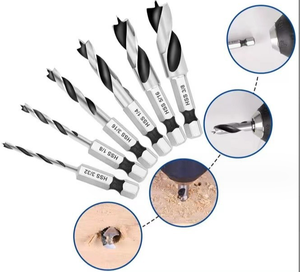 Best Sale <b>Power</b> <b>Tool</b> Accessories 1/4" Quick Change Hex Shank Hss 4241 Brad Point Wood Drill Bit Set Stubby Drill Bit Set - Product Image 4