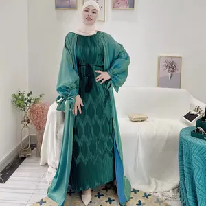 Wholesale 2024 New High Quality Muslim Wear Women Islamic Dress Shiny Abaya Eid Dubai Simple Dress For Muslim Women Wholesale
