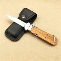 Couteau de survie EDC en acier inoxydable 5CR13 avec manche en bois, lame de 3,9 mm, couteau pliant de poche pour la randonnée et le bushcraft