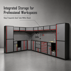 Station de travail robuste pour réparation automobile, armoire à outils de 4 à 7 compartiments avec rangement suspendu, panneau perforé, portes verrouillables et service OEM - Product Image 2