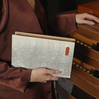 Humidor de bureau de luxe classique en cèdre et cuir, 5 places, avec serrure, hygromètre et fonction anti-humidité, vente en gros