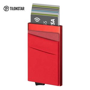 TILONSTAR TVC104 - Tarjetero Personalizado de Moda Rojo para Hombre y Mujer, Tarjetero de Negocios de Aleación de Aluminio Metálico con Protección RFID - Product Image 1