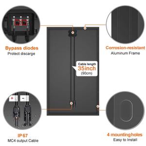 डोकियो शुद्ध काले 100w 18v वाटरप्रूफ कठोर सौर पैनल/सौर पैनल नियंत्रक किट होम चार्जिंग मोनोक्रिस्टलाइन - Product Image 3