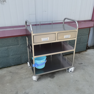 <span class=keywords><strong>Chariot</strong></span> médical multifonctionnel moderne en acier inoxydable argenté pour hôpitaux et cliniques - <span class=keywords><strong>Chariot</strong></span> de soins infirmiers 4 roulettes silencieuses Capacité de charge de 200 lb - Product Image 2