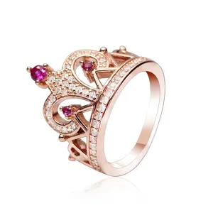 925 Sterling Silver Princess Crown Ring Thai Moissanite Diamond Jewelry Rings