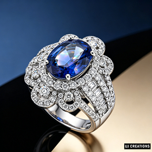 Luxury Women's S925/10K/14K/18K Solid Gold Cocktail <b>Ring</b> Oval Cut Sapphire Pave Setting Flower Shape Engagement Jewelry - Product Image 2