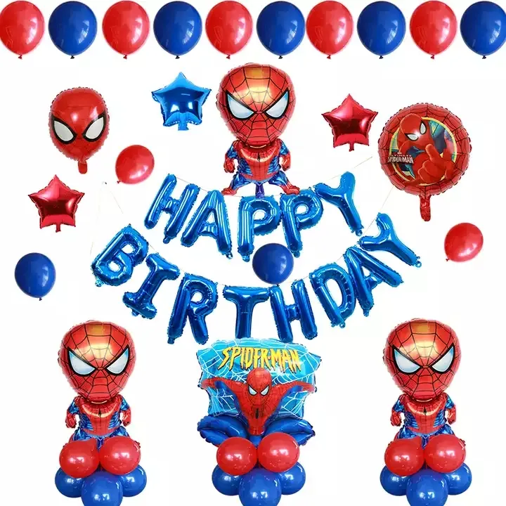 Ballons en aluminium à hélium thème Spiderman, ballon en Latex, Globos Spider man, décoration de fête d'anniversaire, ensemble de jouets gonflables pour enfants, boule de douche