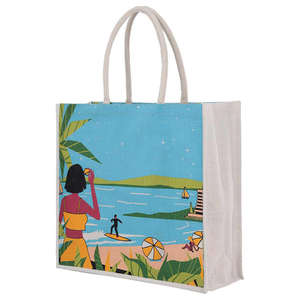 Grand sac de courses écologique personnalisé en jute avec impression numérique intégrale, fabriqué en Inde, dans le Bengale occidental à Kolkata - Product Image 3