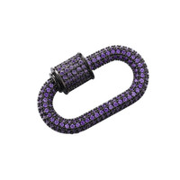 Fermoir à vis en cuivre de forme ovale micro-pavé en zircone cubique, type Marla Aaron Lock, pour bracelets en cuir