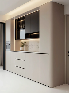 Mobile Bar Moderno in Legno Massello con Frigorifero Integrato, Credenza in Acciaio Inox, Arredamento per Soggiorno - Product Image 4