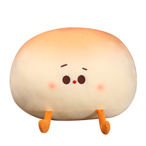 Coussin en peluche en forme de petit pain vapeur mignon, rembourré en coton PP, coussin décoratif de dessin animé pour la décoration de chambre d'enfant - Product Image 1