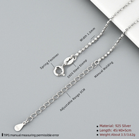 Collier à chaîne à billes en argent sterling 925 de 1,5 mm, vente en gros GL45, bijoux minimalistes tendance, plaqué rhodium, tendance pour les mariages