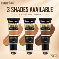 Vente en gros de fond de teint liquide pour le visage, personnalisé, 3 couleurs, couvrance totale, imperméable, mat, longue tenue, pour peaux foncées