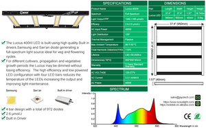 Lámpara de Cultivo LED de Espectro Completo 301h/301b de 400W, Regulable, para Invernadero, Cultivo Hidropónico e Horticultura Interior - Product Image 5