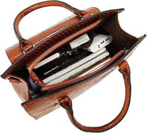 Sac à main polyvalent en cuir végétalien personnalisé pour femme, motif litchi, fermeture éclair, écologique, sac à bandoulière 1-1,9 L - Product Image 4