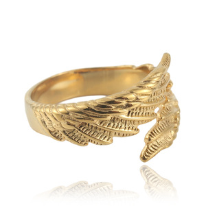 Wing Shape <b>Titanium</b> Steel <b>Ring</b> Men's Punk Style Fashion Jewelry Gold Color 24030 - Product Image 3