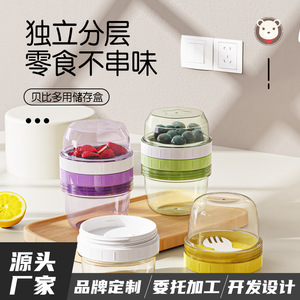 Round Double Layer Plastic <b>Storage</b> <b>Jar</b> With Lid <b>For</b> Baby Food Snacks <b>Kitchen</b> Gift Lavender Purple - Product Image 3