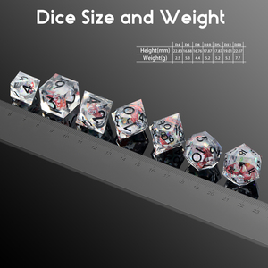 Juego de dados DND de resina con núcleo líquido de patrón de dragón, dados poliédricos de borde afilado de 7 piezas para D & D <span class=keywords><strong>RPG</strong></span> - Product Image 6