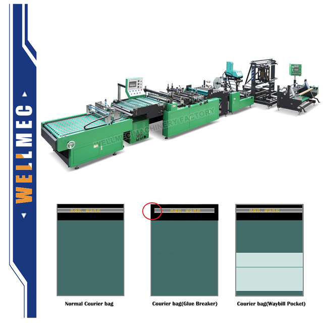 High Speed Automatic Mailer Bag Machine with Airway Bill Pocket Express Courier Bags Making Equipment for Shipping Envelopes