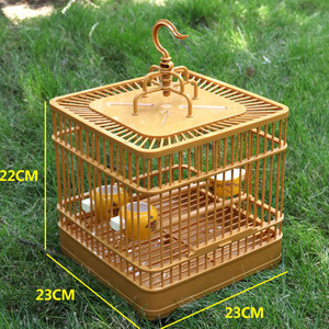 Nuovo Design appeso gabbia per uccelli di plastica quadrato arancione con bambù giallo per pappagalli e canarini - Product Image 2