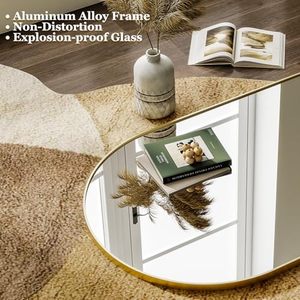 Miroir de décoration simple et moderne pour salon 64 x 21 pouces, miroir de pleine longueur cintré, autoportant, à poser ou à suspendre - Product Image 4