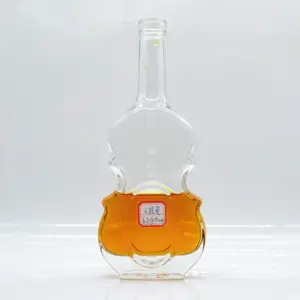 Custom liquor wine bottle price 1000ml violin shaped glass juicer bottle beverage glass bottle packaging